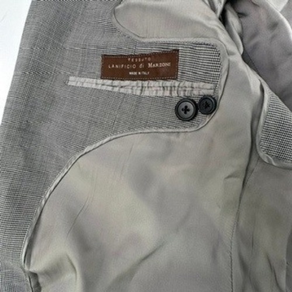 Marzoni Mens Blazer 48R Gray Plaid Lanificio di Marzoni Wool Silk Blend 3 Button - Picture 9 of 15